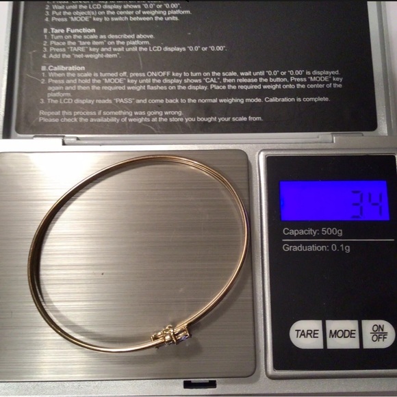 14K Iolite Diamond Bypass Bangle Bracelet - Picture 9 of 11